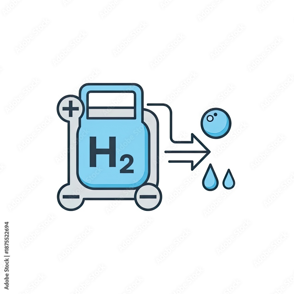 Obraz premium Hydrogen Electrolysis Simplified Diagram Showing H2 Production Bubble Formation