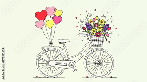Celebrating a chinese day with flowers and balloons on a bicycle ride