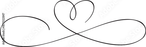 Decorative Black Infinity Heart Flourish Silhouette