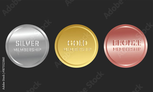 gold, silver and bronze award. Success and achievement signs. Metallic winner symbols. Golden trophy and medal graphic design
