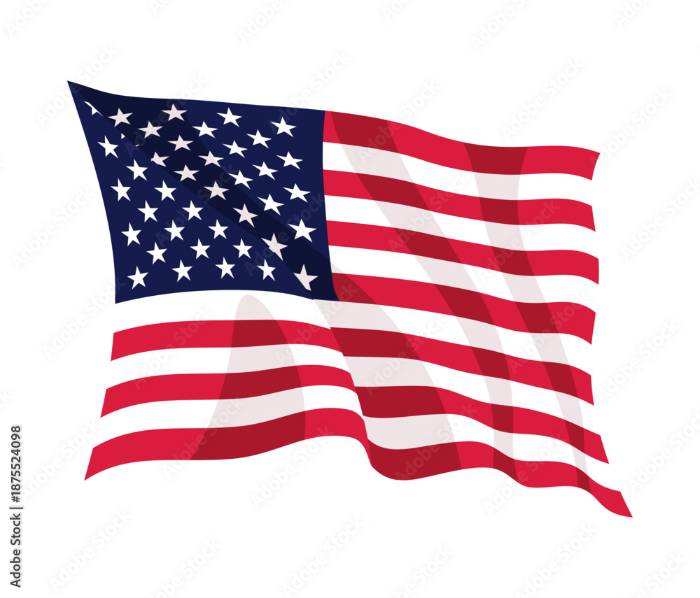 Obraz premium USA waving flag. American national symbol isolated on white background. Banner design element