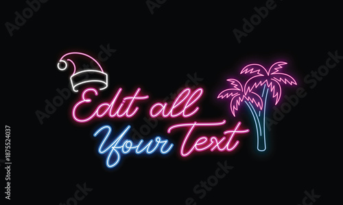 Neon Text Logo with Editable Typography, Glowing Light Effect