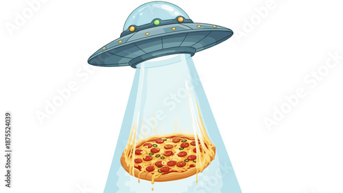 An UFO is shown abducting a whole pizza