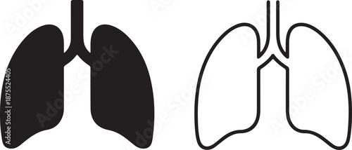 Human lung icon set. Human lung anatomy respiratory system health icons.