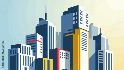 Modern Cityscape with Tall Buildings and Skyscrapers.