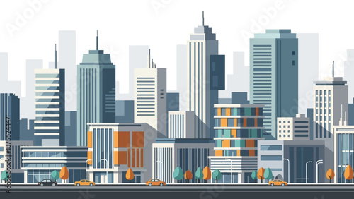 Modern Cityscape with Tall Buildings and Urban Infrastructure.