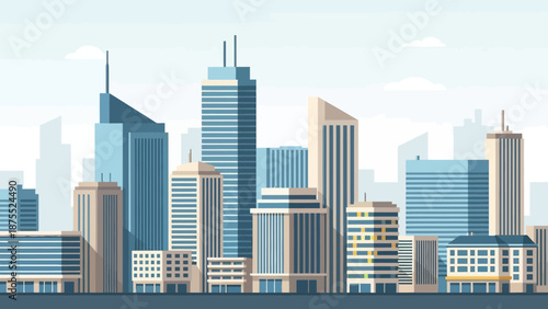Modern Cityscape with Tall Buildings and Urban Architecture.