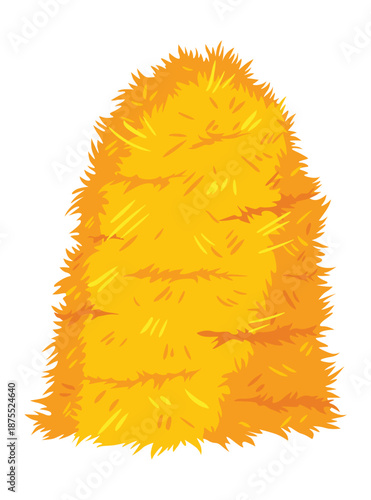 Haystack isolated on white background. Flat vector illustration dried haystack. Farming haymow bale hayloft, agricultural rural haycock. A supply of feed for livestock, the object of agriculture