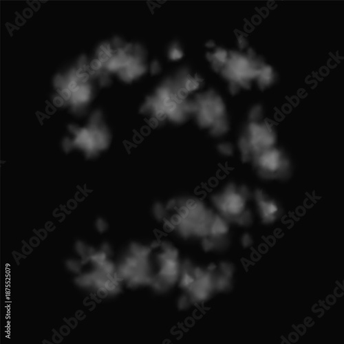 Texture of Gunshot Smoke Cloud Imposed on a Black Background, Creating an Atmosphere