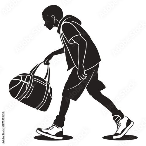 Young athlete carrying basketball