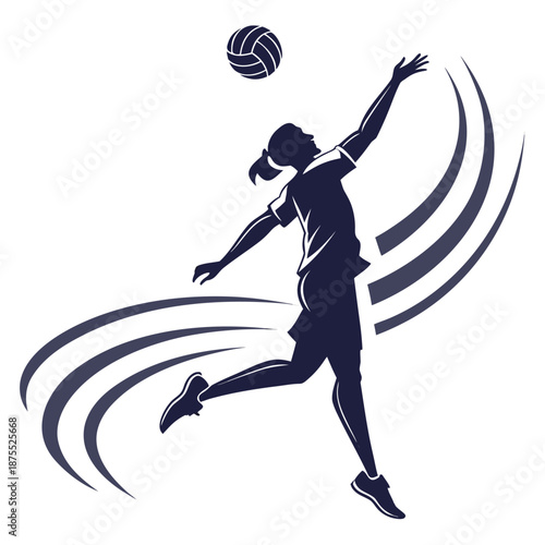 Athlete spiking volleyball