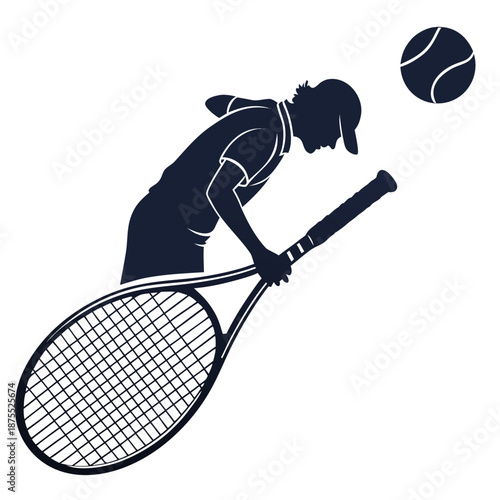 Tennis player swinging racket