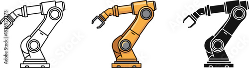 Industrial robotic arm icon for manufacturing and automation technology