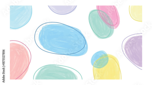 Abstract Pastel Colored Shapes: A vibrant composition of soft pastel-colored circles and ovals creating a playful and artistic design, evoking a sense of joy and artistic expression.