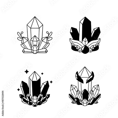 Crystals and Gemstones Collection Artistic Vector Illustrations of Natural Wonders