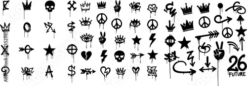 graffiti street art symbols and urban icon 