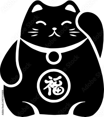 Maneki Neko Lucky Cat Icon for Wealth and Fortune