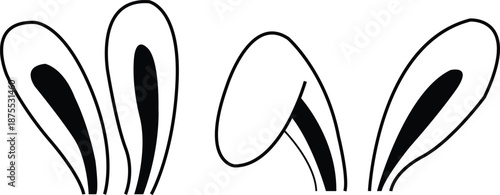 Two Pairs Of Black Outline Bunny Ears rabbit ears animal ears
