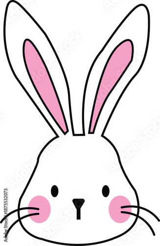 Cute cartoon bunny face with pink ears and cheeks Keywords: bunny, rabbit, face, cute, cartoon