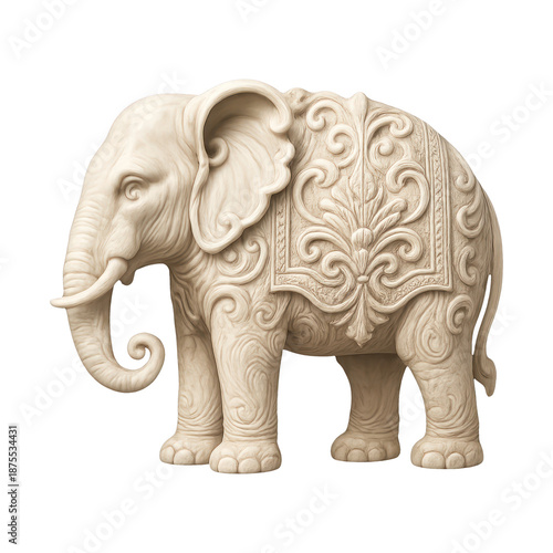 PNG Intricate carved elephant sculpture © Rawpixel.com