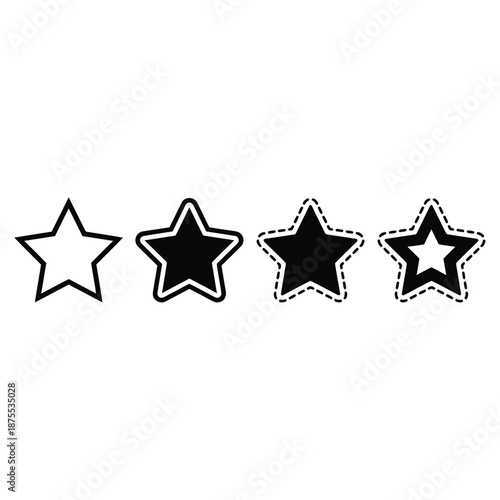 a set of four stars in different filled and outlined styles