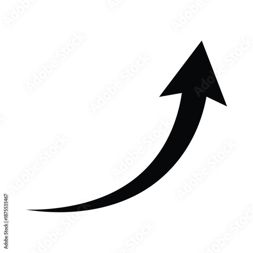 a black arrow pointing upwards on a white background
