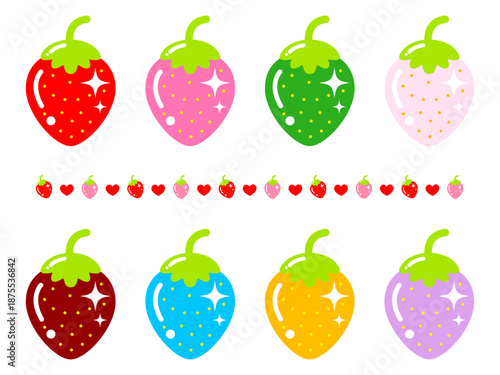 シンプルな苺のイラスト素材セット3