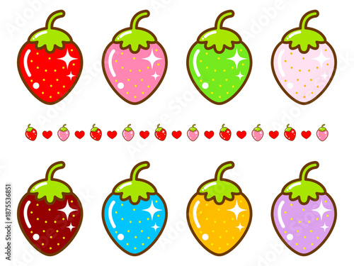 シンプルな苺のイラスト素材セット2