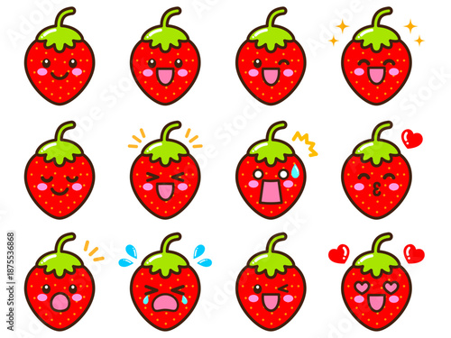 かわいい苺のイラスト素材セット