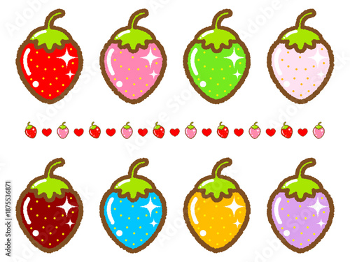 シンプルな苺のイラスト素材セット4