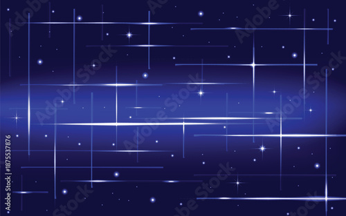 Abstract blue technology background with glowing light streaks and digital network connection dots.