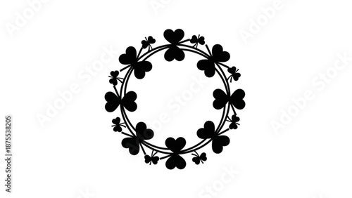 Black clover wreath on white background for st patrick's day