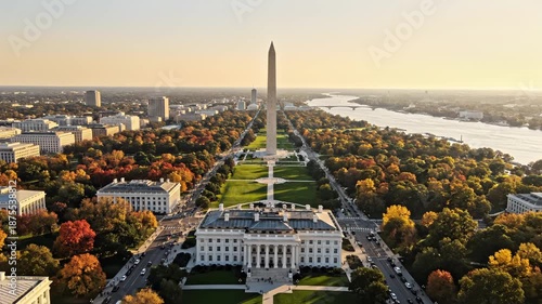 Aerial view of Washington DC landmarks