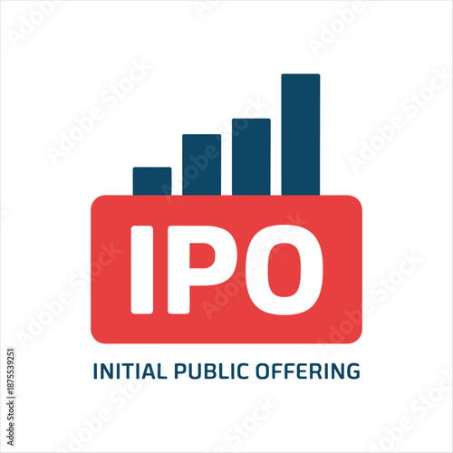 IPO Initial Public Offering Concept with Growing Bar Chart, Business Finance Vector Illustration