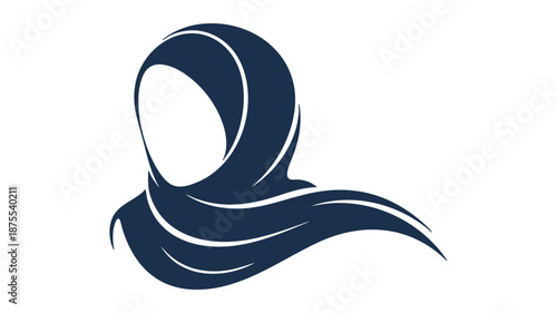 Elegant dark blue hijab silhouette representing modesty and identity for muslim women