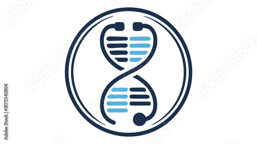 Integrated dna helix and stethoscope design symbolizing genetic health and medical research