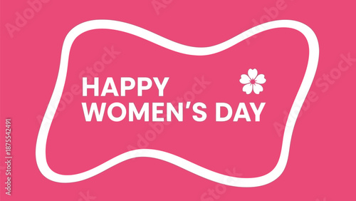Happy women's day celebration with pink background and white text