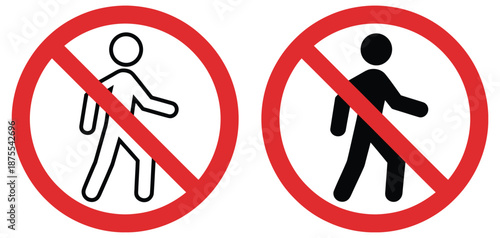 No entry restriction vector icon collection showing prohibition signs, authorized personnel only symbols, and universal restriction indicators, perfect for signage, workplace safety, access control