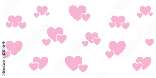 Soft pink heart clusters on a white background. Gentle, feminine pattern ideal for baby showers, weddings, and romantic backdrops.