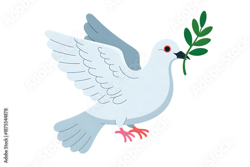 Flying dove with olive branch, peace symbol