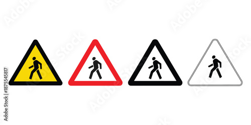 Pedestrian crossing warning signs variations