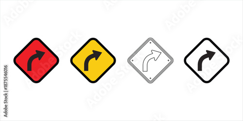Traffic signs with right turn arrows