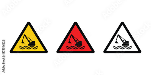 Triangular warning signs for dredging operations
