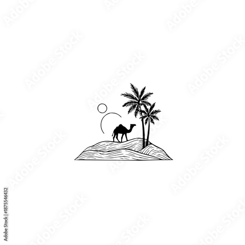 Escape to the desert oasis: a camel's dream under palm trees and the sun awaits you explore the serene beauty