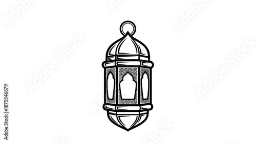 A black and white illustration of a traditional lantern with a dome top and intricate details