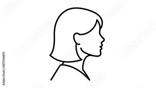 A minimalist line art illustration of a woman's head in profile