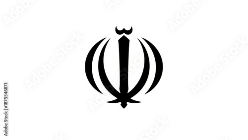 A stylized black vector graphic of the Persian symbol for Iran