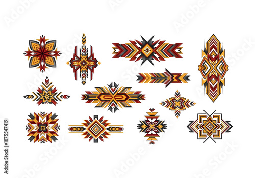 Geometric Ethnic Tribal Sadu Pattern Ornaments PNG on Transparent Background