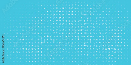 Abstract dotted halftone texture fading from white to teal and deep blue in vertical gradient eps10