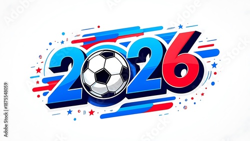 futuristic soccer design with 2026 year and ball  sport typography
